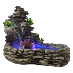 Fonte de Água Laguinho Decorativa Cascata Rodinha com Luz Colorida