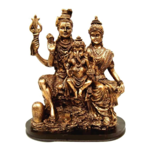 Estátua Shiva Parvati Ganesha - Dourada