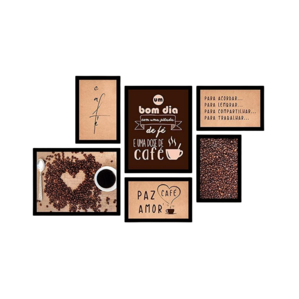 Conjunto 6 Quadros Decorativos - Cantinho do Café