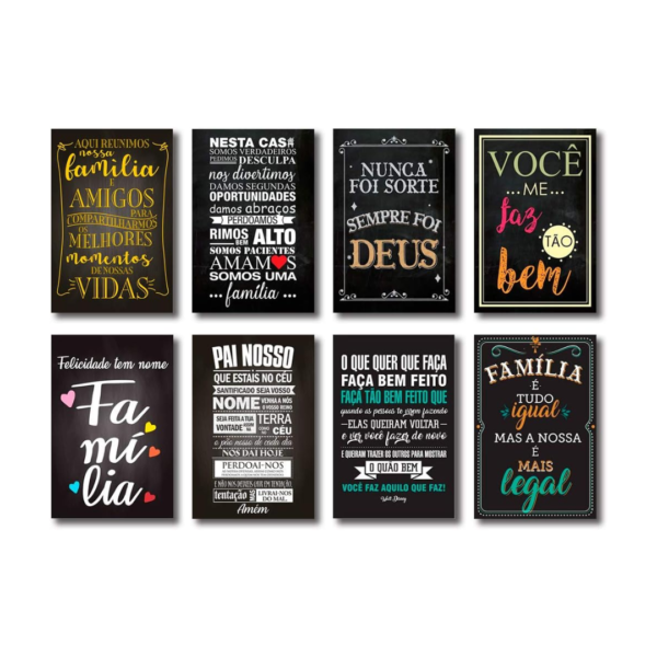 Kit Placas Decorativas Frases Motivacionais Mdf - 8 Placas