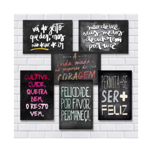 Kit Com 7 Placas Em Mdf - Frases Motivacionais - R+ Adesivos