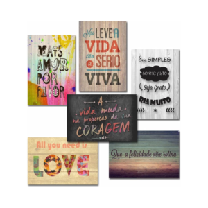 Kit (2) Com 6 Placas Em Mdf - Frases Motivacionais - R+ Adesivos