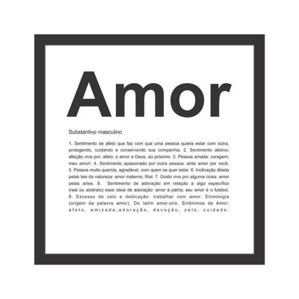 Quadro sem Vidro Amor Kapos Preto