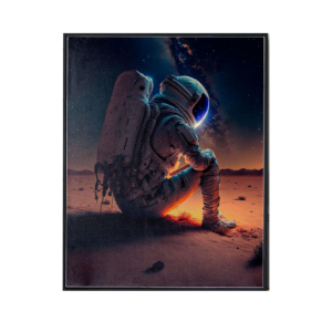 Quadro Decorativo - Astronauta no Espaço: Galáxia com Tema Espacial - 70x50cm
