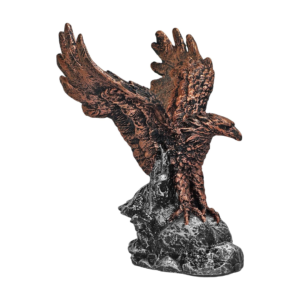 Águia Rocha Estátua em Resina – Poder e Força – Bronze com Base Prata