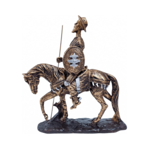 Estátua Dom Quixote de La Mancha no Cavalo - Resina - Dourada
