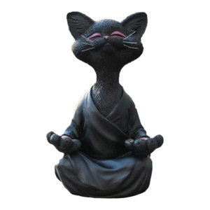 Estátua - Gato Meditando - Preto