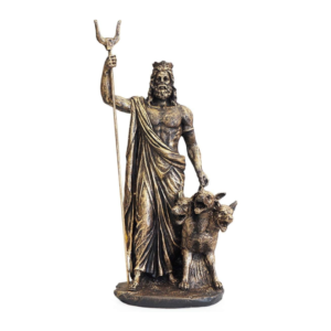 Estátua Hades com Cerbero - Mitologia Grega - 36cm - Dourado