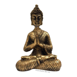 Estátua de Mini Buda Hindu - Resina - Dourado - 8,5cm